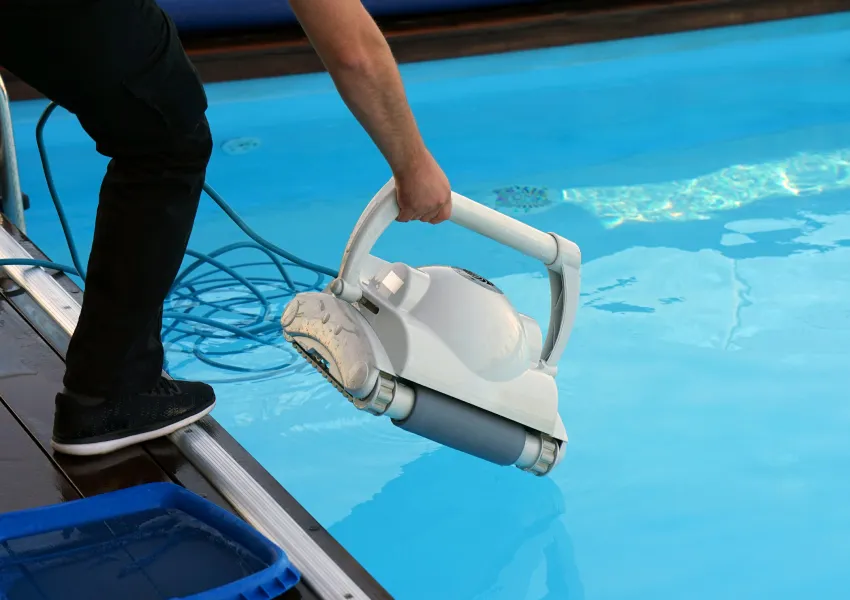 Pool pump and filter equipment being installed and repaired